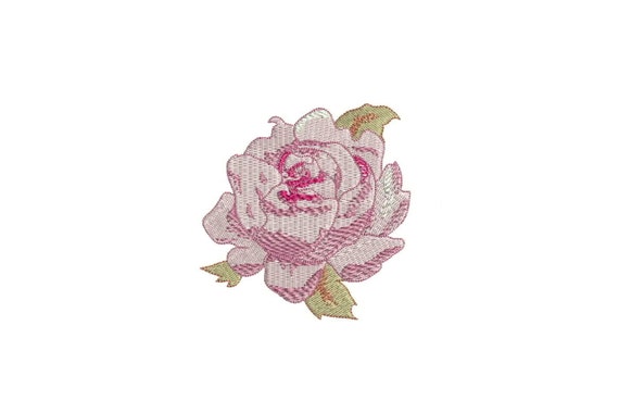 Rose Embroidery - Whimsical Pink Pastel Rose Machine Embroidery File design 4 x 4 inch hoop