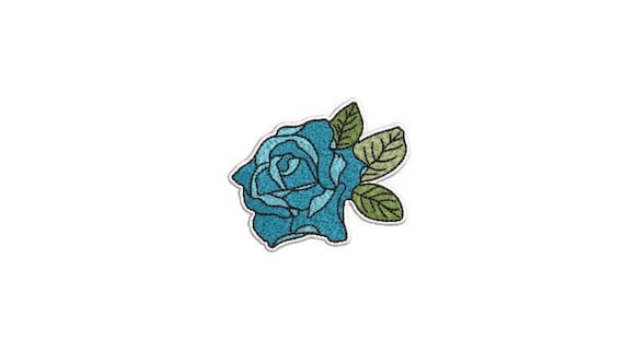 Rose Patch Machine Embroidery File design - 4 x 4 inch hoop - Teal Blue Rose Patch Embroidery Design