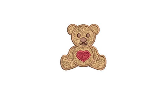 Chenille Teddy with Heart used with 3D Puffy Foam - Machine Embroidery File design 3x3 inch hoop - 3 inch size design
