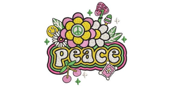 Peace Collage - Machine Embroidery File design - 5x7 inch hoop - Instant Download - Peace Embroidery design