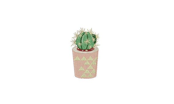 Kawaii Cactus 2 Machine Embroidery File design 4 x 4 inch hoop Makes a great Patch