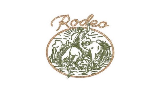 Rodeo Cowboy Badge Machine Embroidery File design - 4x4 inch hoop - Western Embroidery Design Download