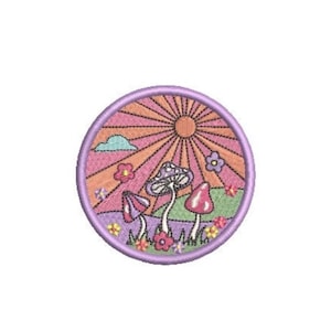 Motif de fichier de broderie Machine champignon - cerceau de 4 x 4 pouces - motif de broderie champignon des bois - motif de patch 3 pouces