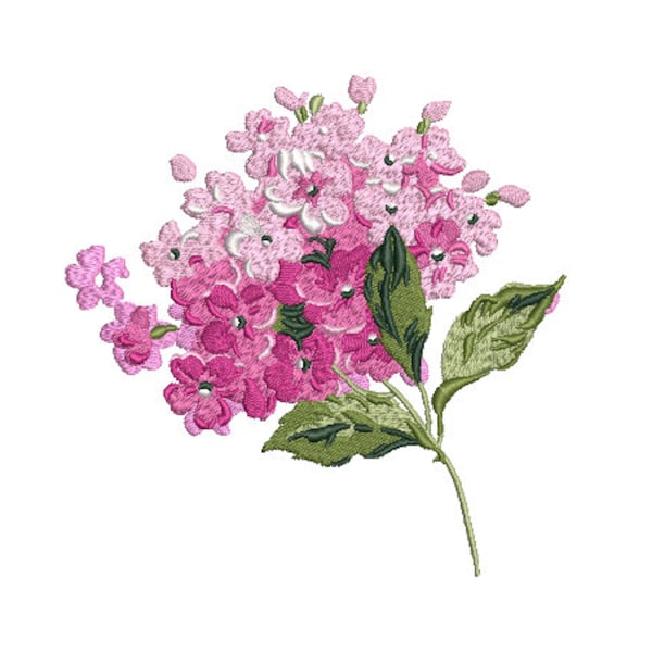 Pink Hydrangea Embroidery - Flower Machine Embroidery File design - 5x7 inch hoop - instant download