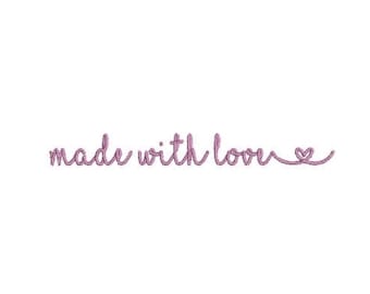 Made With Love - Mots - fichier de broderie Machine design - cerceau de 4 x 4 pouces - étiquette de courtepointe