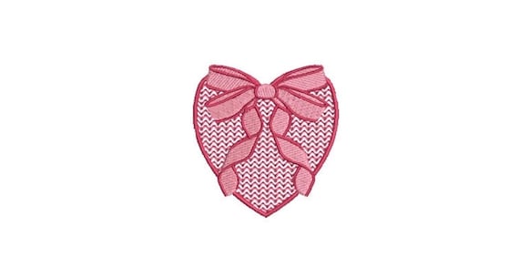 Heart Bow Machine Embroidery File design - 3 x 3  inch hoop - Mini Embroidery Design