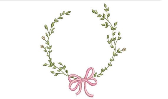Bow Wreath Machine Embroidery File design - 5x7 inch hoop - Bow Embroidery Design