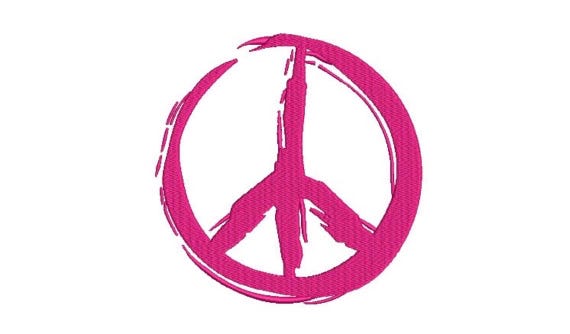 Graffiti Painted Peace Sign - Machine Embroidery File design - 6x10 inch hoop -  instant download