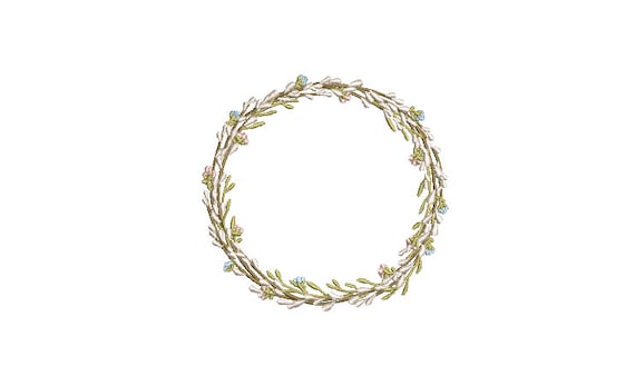 Willow Wreath Embroidery - Hamptons Design - Machine Embroidery File design - 4 x 4 inch hoop - Instant Download