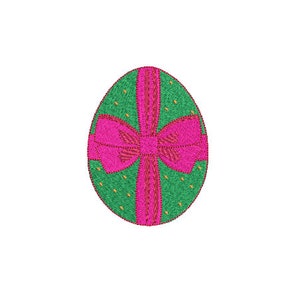 Easter Egg With Bow Machine Embroidery File design - 4 x 4 inch hoop - instant download