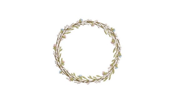 Willow Wreath Embroidery - Hamptons Design - Machine Embroidery File design - 4 x 4 inch hoop - Instant Download