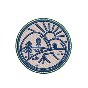 Camping Patch Embroidery Design - Hiking Embroidery Design -  Machine Embroidery File design 4 x4 inch hoop