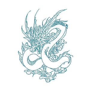 Dragon Outline Embroidery Design -  Urban Modern Machine Embroidery File design - 5x7 inch hoop - instant download