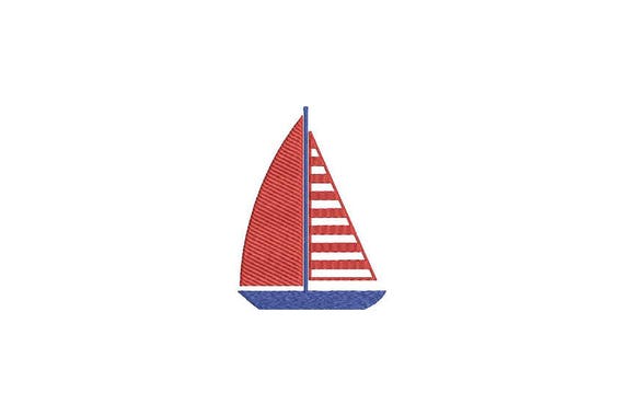 Sailboat Nautical Machine Embroidery File design 4x4 inch hoop - Silhouette Boat