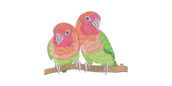 Lovebirds Machine Embroidery File - 5x7 hoop Embroidery Design - Birds Embroidery Design Download