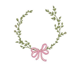 Diseño de archivo para bordado a máquina de marco con monograma, corona rosa y verde, aro de 4 x 4 pulgadas.