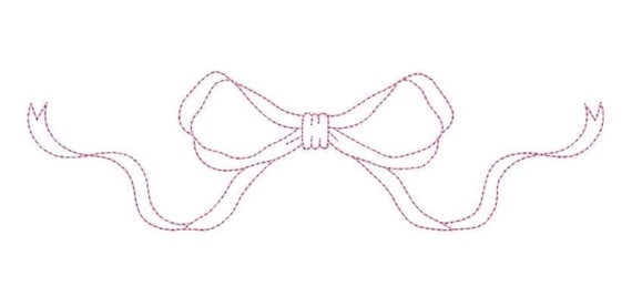 Ribbon Bow Outline Machine Embroidery File design - 7x12 inch hoop - Vintage Bow Embroidery Design