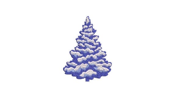 Xmas Tree Machine Embroidery File design - 4 x 4 inch hoop - Chinoiserie Christmas Tree with snow  Embroidery