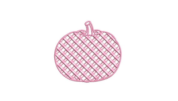 Chinoiserie Chic - Pink Gingham Pumpkin - Machine Embroidery design - 4x4 inch hoop - instant download