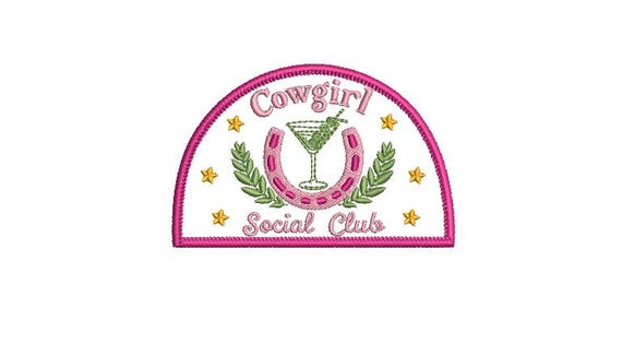 Cowgirl Social Club Machine Embroidery File design - 5x7 inch hoop - Western Embroidered Patch Design Download
