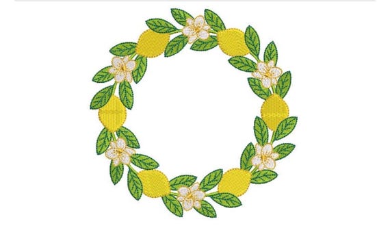 Lemon Wreath Machine Embroidery File design -  6x10 inch hoop - Machine Embroidery Design