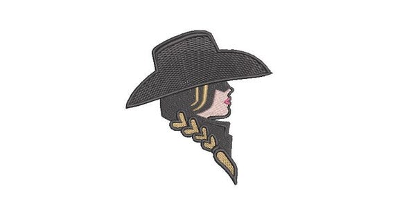 Cowgirl Machine Embroidery File design 4 x 4 inch hoop - Cowgirl Silhouette Embroidery Design