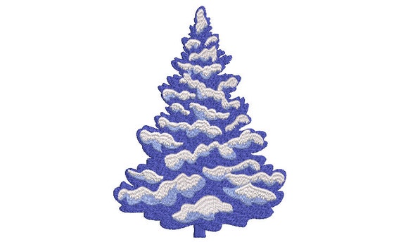 Blue Xmas Tree Embroidery - Machine Embroidery File design  - 5x7 inch hoop - Chinoiserie Christmas Embroidery