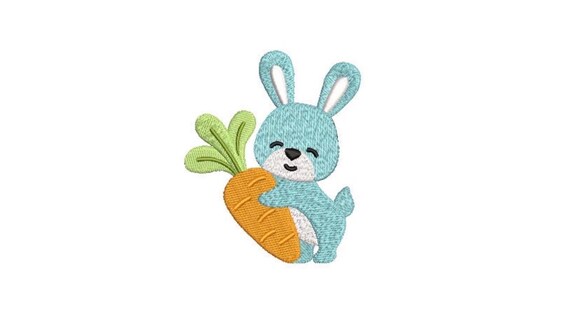 Bunny and Carrot - Machine Embroidery File design 4 x 4 inch hoop - Easter Embroidery Design