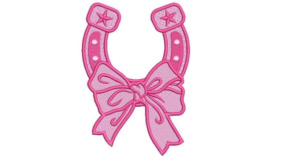 Horse shoe Bow  - Western Machine Embroidery File design - 5x7 inch hoop - Cowgirl Design - Horseshoe Embroidery