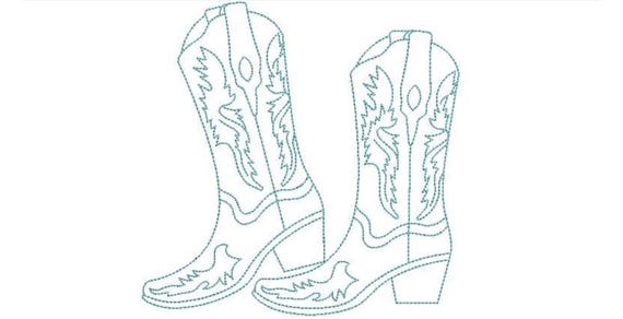 Cowgirl Boots - Cowboy Boots Machine Embroidery File design - 8x8 inch hoop - Redwork Boots