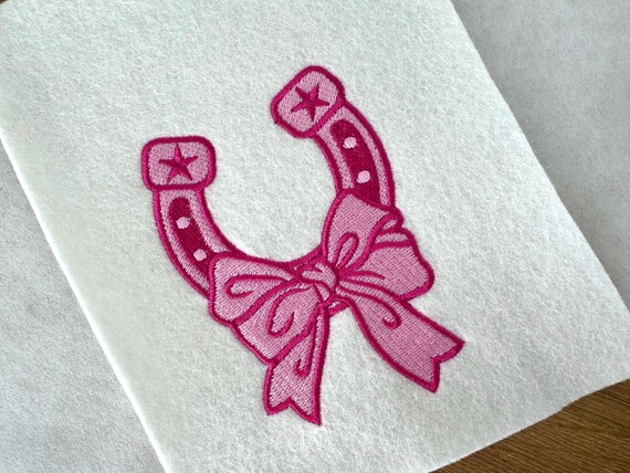 Horse shoe Bow  - Western Machine Embroidery File design - 4x4 inch hoop - Cowgirl Design - Horseshoe Embroidery