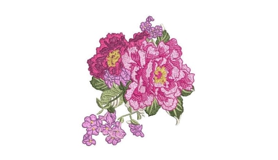 Peony Floral Embroidery - Flower Machine Embroidery File design - 5x7 inch hoop - instant download