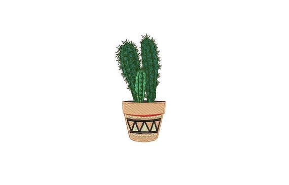 Kawaii Cactus 3 Machine Embroidery File design 4 x 4 inch hoop Makes a great Patch