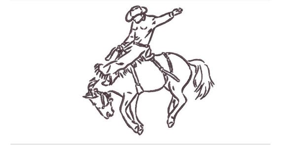 Rodeo Cowboy Machine Embroidery File design - 5x7 inch hoop - Western Embroidery Design Download
