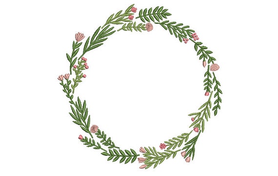 Simple Flower Wreath Machine Embroidery File design -  6x10 inch hoop - Machine Embroidery Design