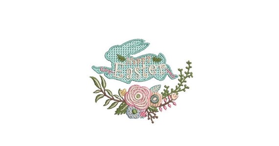 Happy Easter Bunny Machine Embroidery File design - 4x4 inch hoop - Easter Embroidery