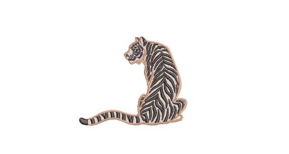 White Tiger Machine Embroidery File design - 4x4 inch hoop - Chinoiserie Embroidery Design