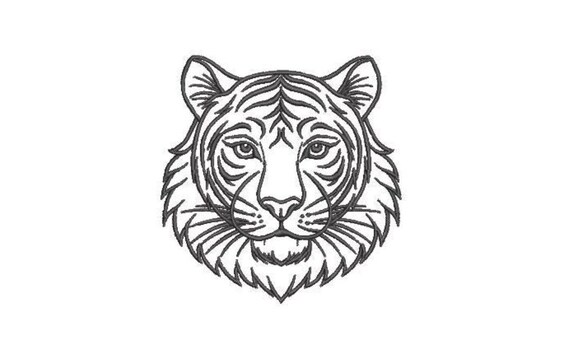 Tiger Embroidery Design - Tiger Head Machine Embroidery File design 4x4 inch hoop - Tiger Face - instant download