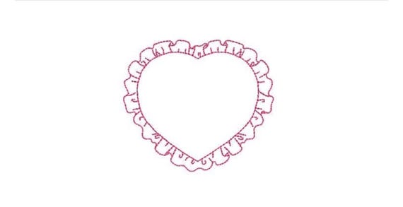 Ruffle Heart Frame Machine Embroidery File design - 4 x 4 inch hoop - Heart Monogram Frame