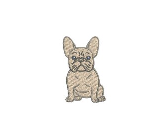 Blue Frenchie Machine Embroidery File design - 3x3 inch hoop - French Bulldog Embroidery - Mini Machine embroidery