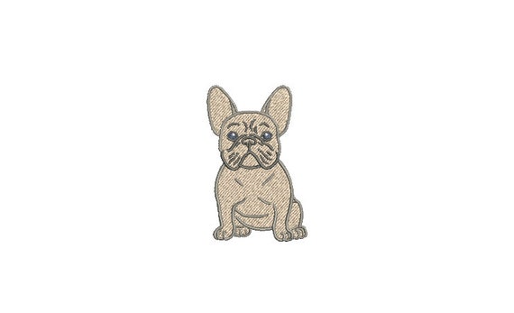 Blue Frenchie Machine Embroidery File design - 3x3 inch hoop - French Bulldog Embroidery - Mini Machine embroidery