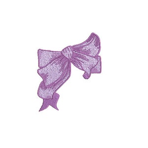 Lavender Bow Machine Embroidery File design - 4 x 4 inch hoop - Monogram Design - Bow embroidery Design