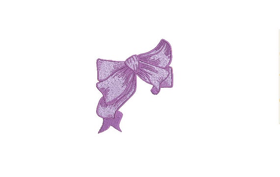 Lavender Bow Machine Embroidery File design - 4 x 4 inch hoop - Monogram Design - Bow embroidery Design