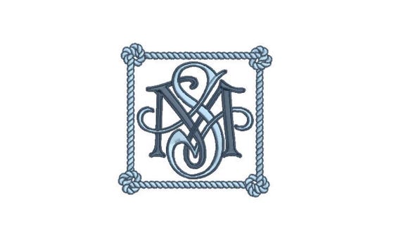 Square Rope Knot Monogram Frame -  Machine Embroidery File design -  4x4 hoop - Square Border Frame