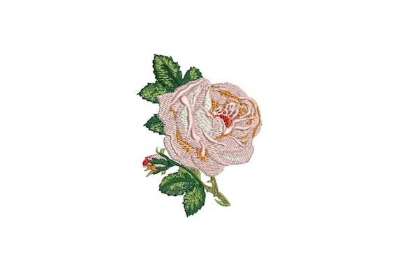 Whimsical Rose and Rosebud Machine Embroidery File design 4 x 4 inch hoop ITH