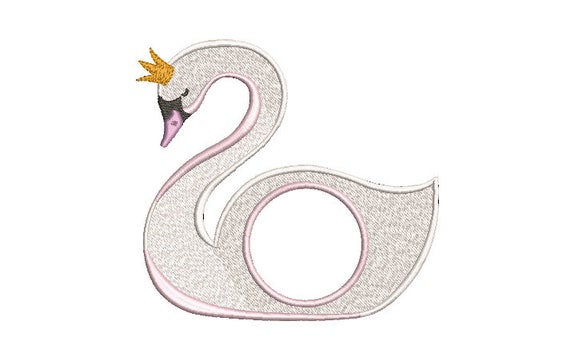 Swan Monogram Frame Machine Embroidery File design 5x7 inch or 13x18cm hoop - Simple Swan Embroidery File