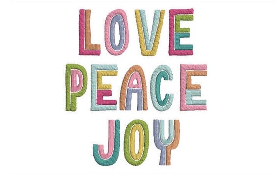 Love Peace Joy Machine Embroidery File design - 5x7 inch hoop - Instant download