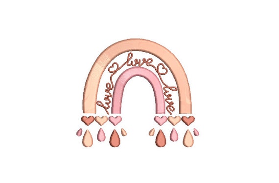 LOVE Rainbow - Machine Embroidery File design - 4x4 inch hoop - Monogram Frame - Rainbow Embroidery Design