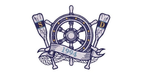 Nautical Ship Wheel Oars Machine Embroidery File design - 5x7 inch hoop -  instant download