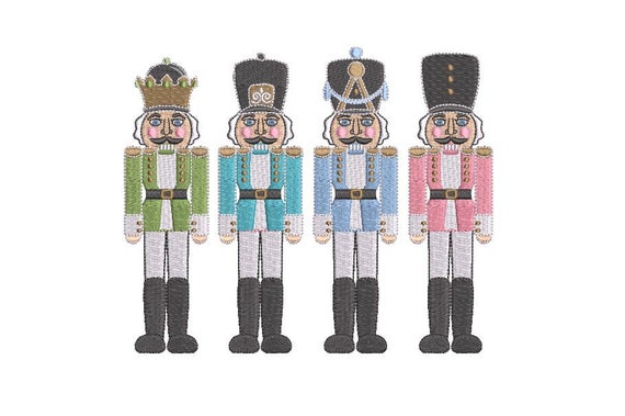 Nutcracker Soldiers Christmas embroidery  - Xmas Machine Embroidery File design - 6x10 inch hoop - instant download